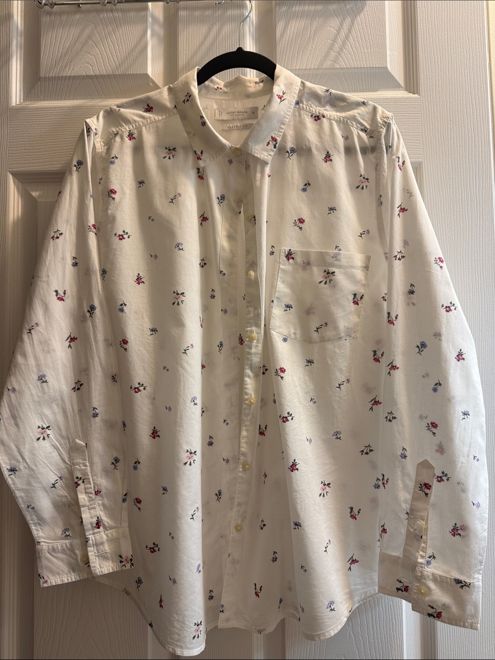 Lucky Brand White Floral Button-Down Shirt XL